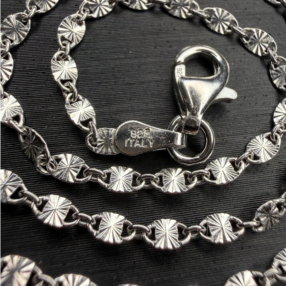 Solid Italian 925 Sterling Silver Valentino Chain Necklace 20” Long 2.5mm Wide - Picture 4 of 5